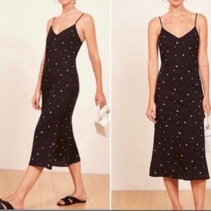 Reformation Jaxon Midi Dress Sleeveless in Stella Star Black color size 2